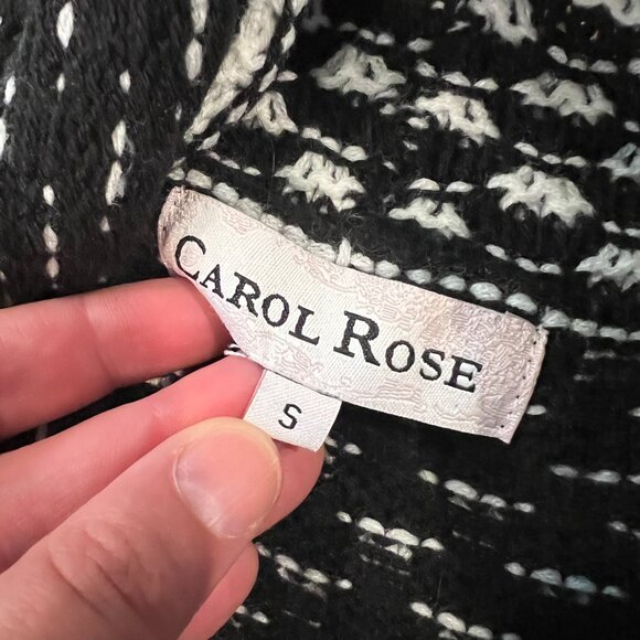 Carol Rose Black White Long Cardigan Sweater Size Small Knit - Picture 5 of 6